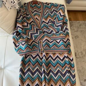 Missoni Multicolor Chevron Cardigan and Skirt Set Size 8 (44)